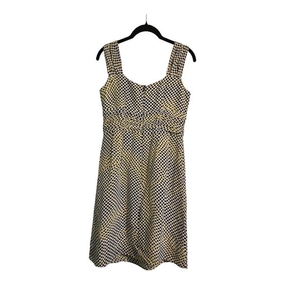 Nanette Lepore Silk All Wrapped Up Dress Navy Yellow Distorted Check Size 2 - Picture 2 of 8